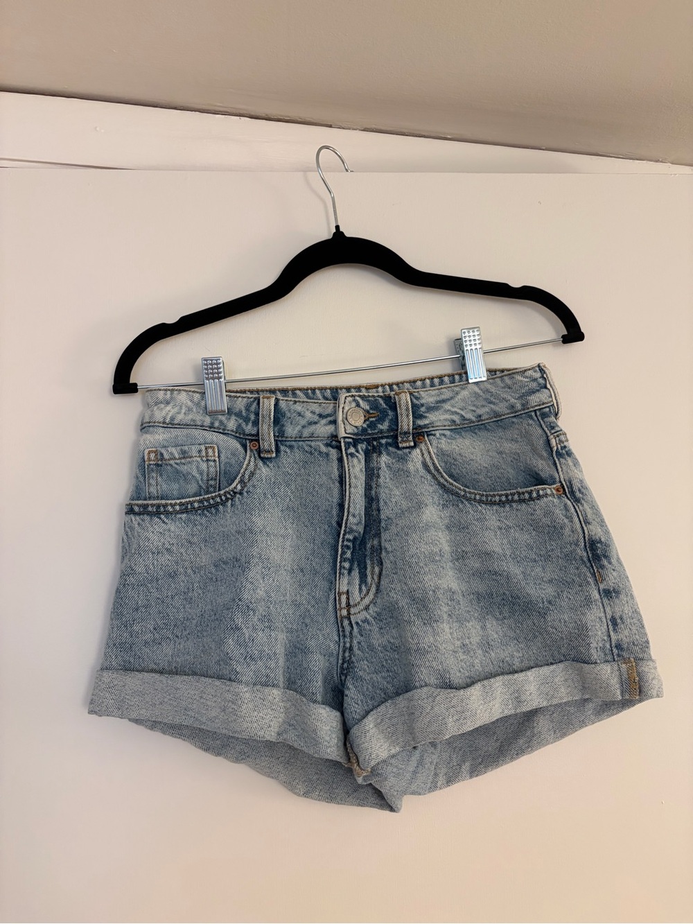 PacSun Light Blue High-Rise Cuffed Denim Shorts